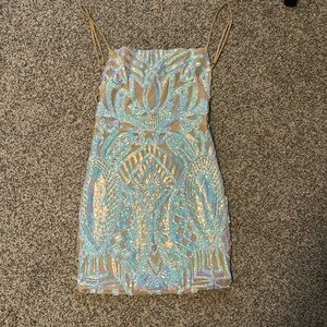 lucy in the sky iridescent short dress